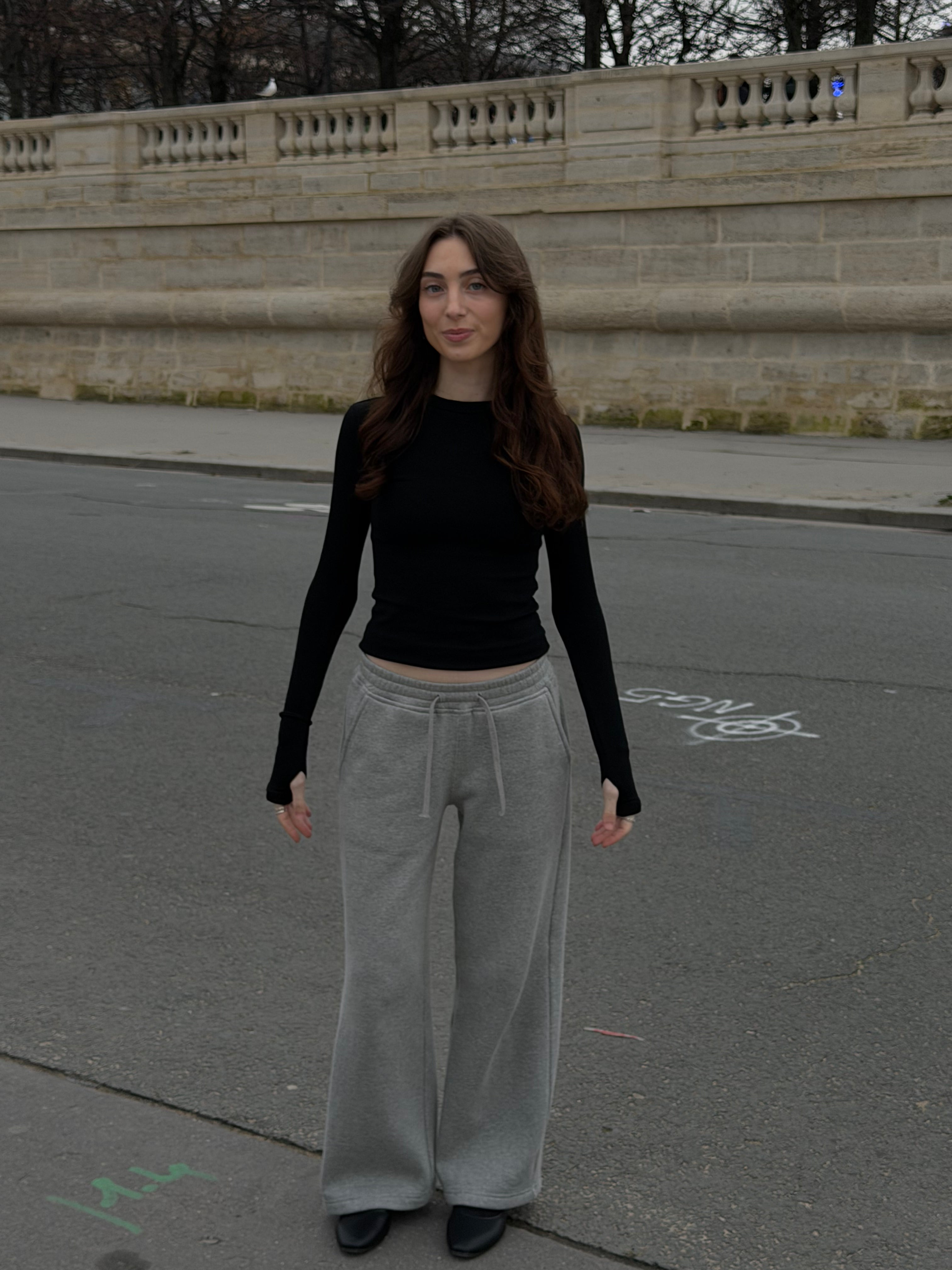 Short Grey Wide Leg Joggers with Grey Drawstring