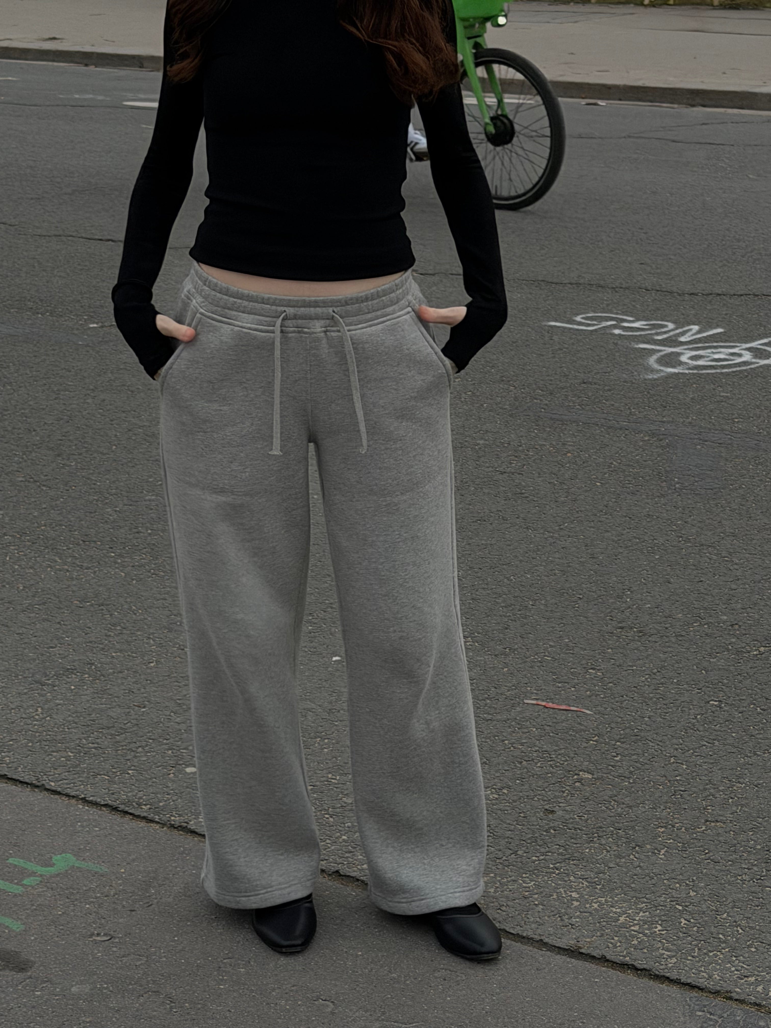 Short Grey Wide Leg Joggers with Grey Drawstring