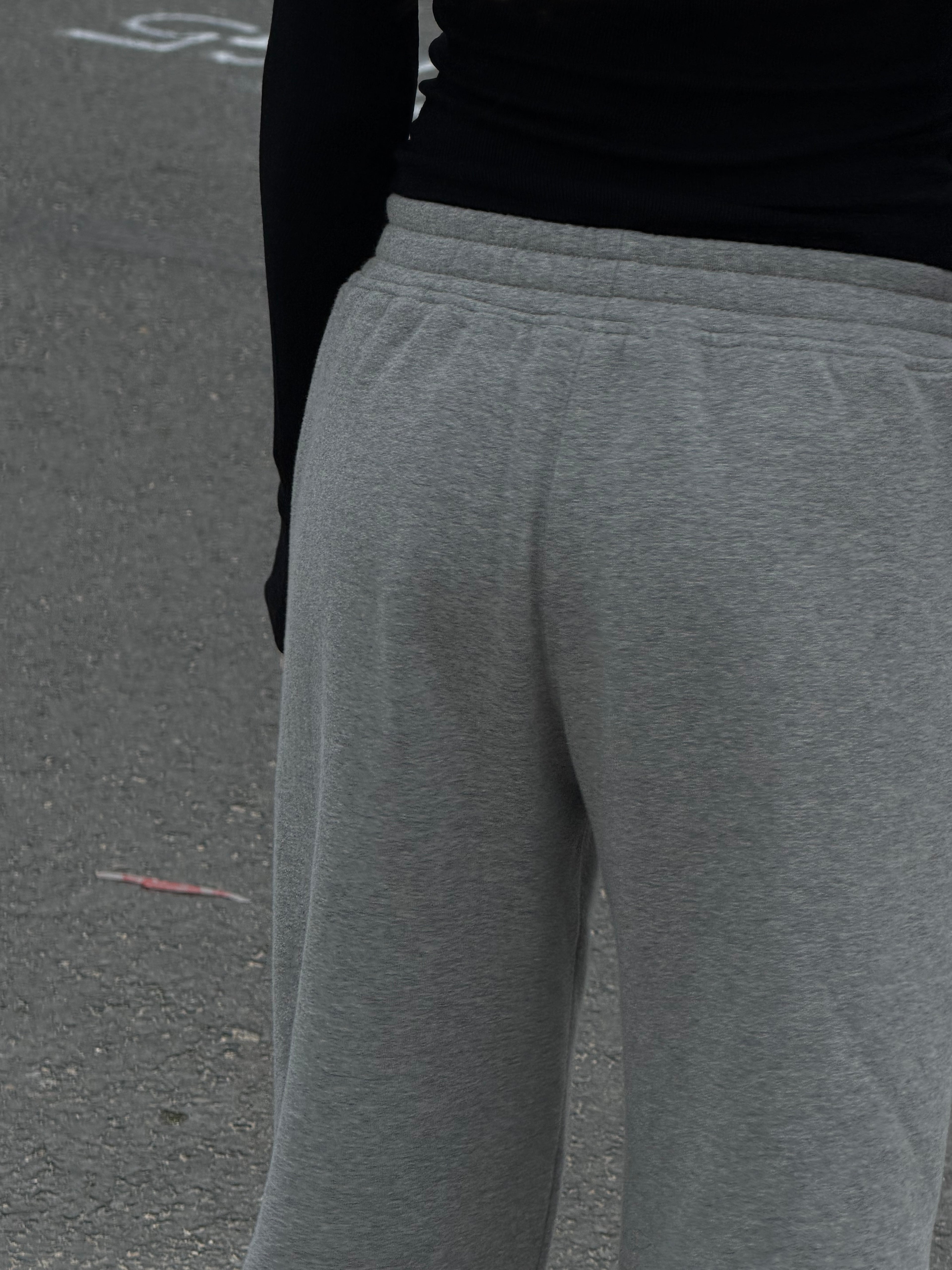 Short Grey Wide Leg Joggers with Grey Drawstring